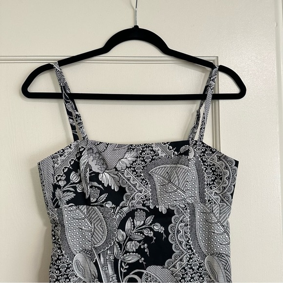 Trina Turk Empire Waist Black and White Botanical Print Mini Dress 6 - Picture 9 of 9